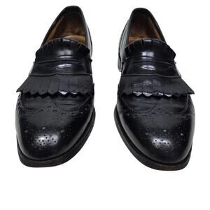 JOHNSTON & MURPHY Aristocraft Kiltie Dress Shoe Loafers 9.5 Black Wingtip Brogue